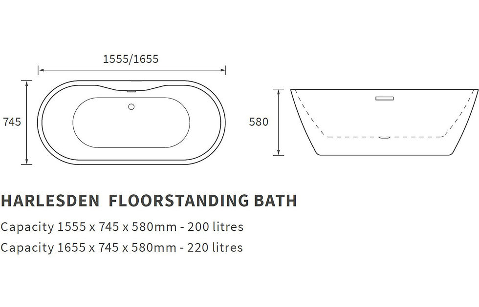 Thumbnail: Blaeu 79 Freestanding 1655x745x580mm 0TH Bath - White