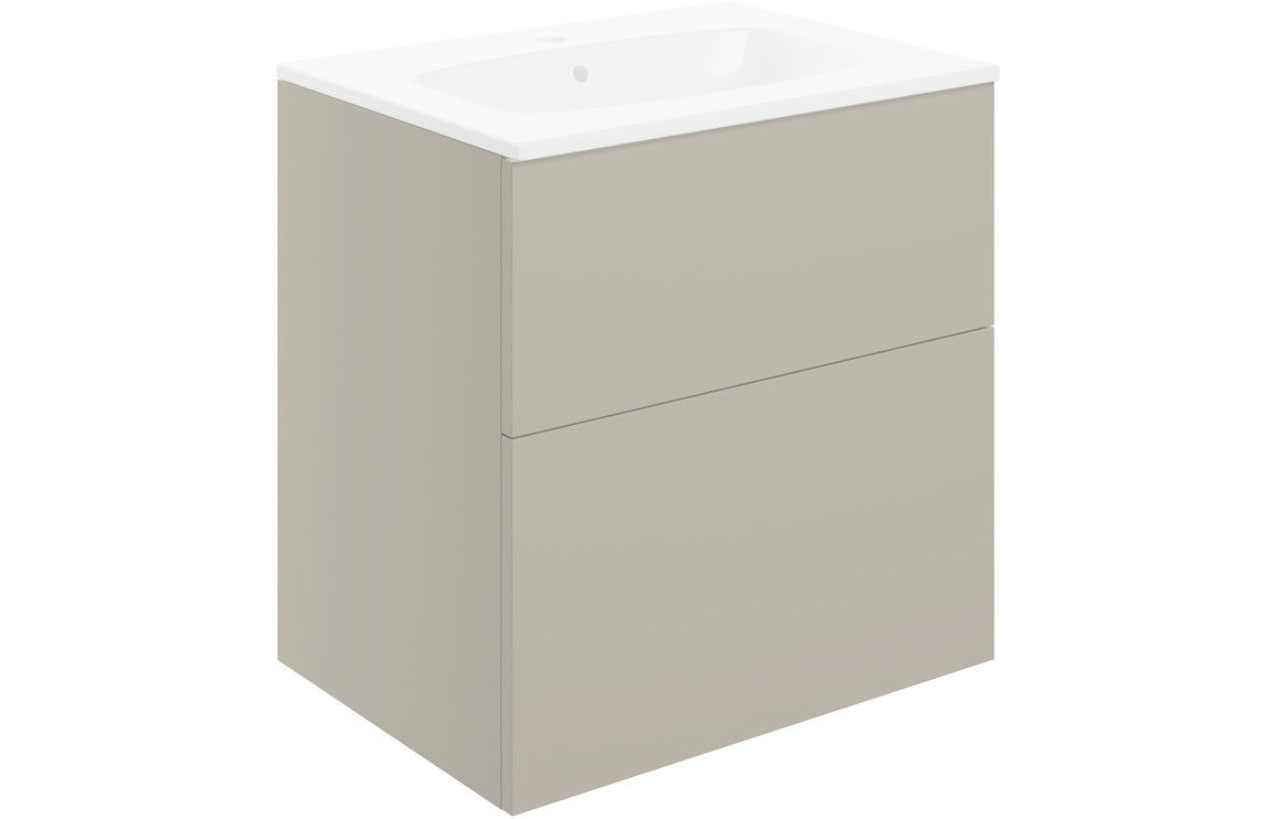 Blaeu 112 610mm Wall Hung 2 Drawer Basin Unit & Basin - Matt Latte