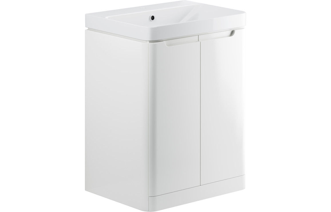 Blaeu 106 600mm 2 Door Floor Standing Basin Unit - White Gloss