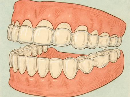 Illustration of Invisalign aligners on teeth