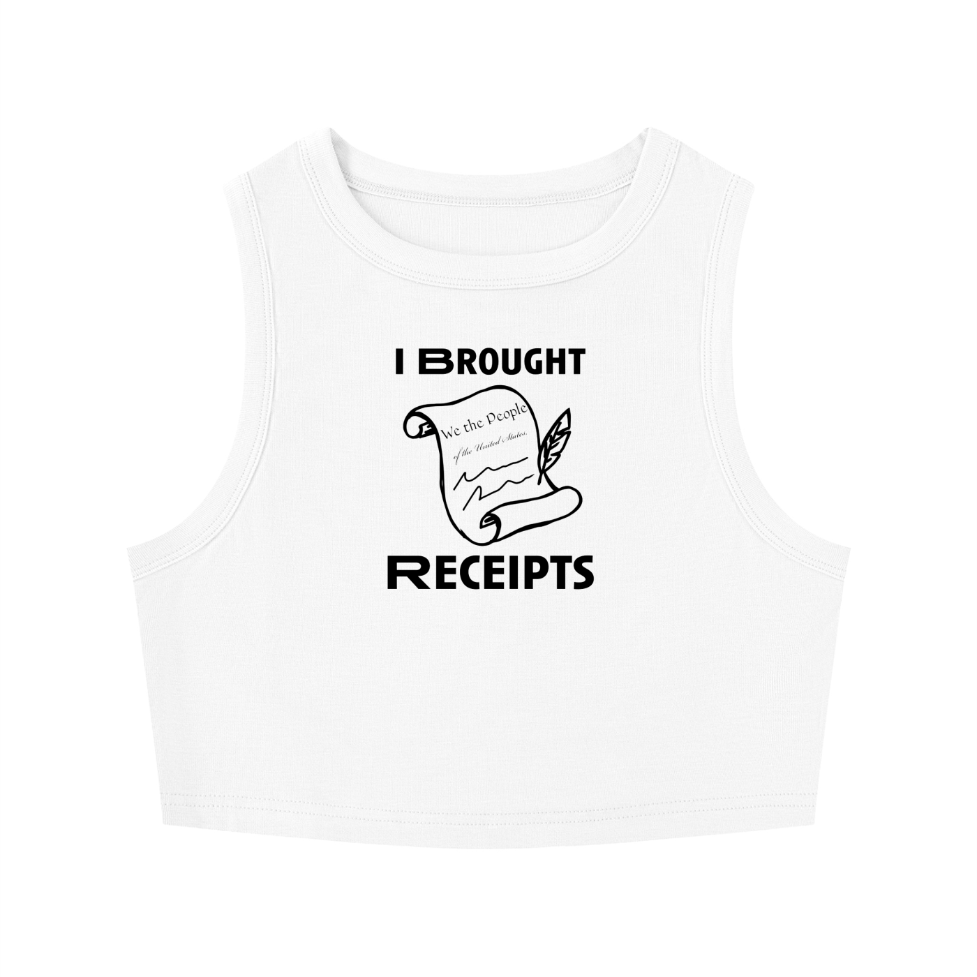 “I Brought Receipts” Tight Crewneck Crop Tank Top