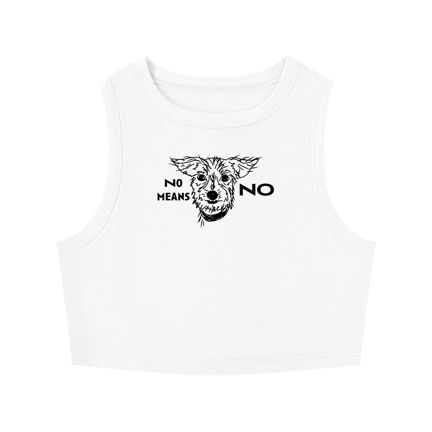 “No Means No” Tight Crewneck Crop Tank Top