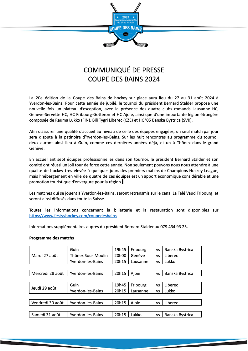 Communiqué de presse
