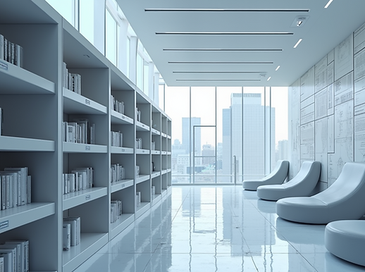 A-blueprint-of-a-futuristic-library-design-with-geometric-shapes-and-innovative-materials-