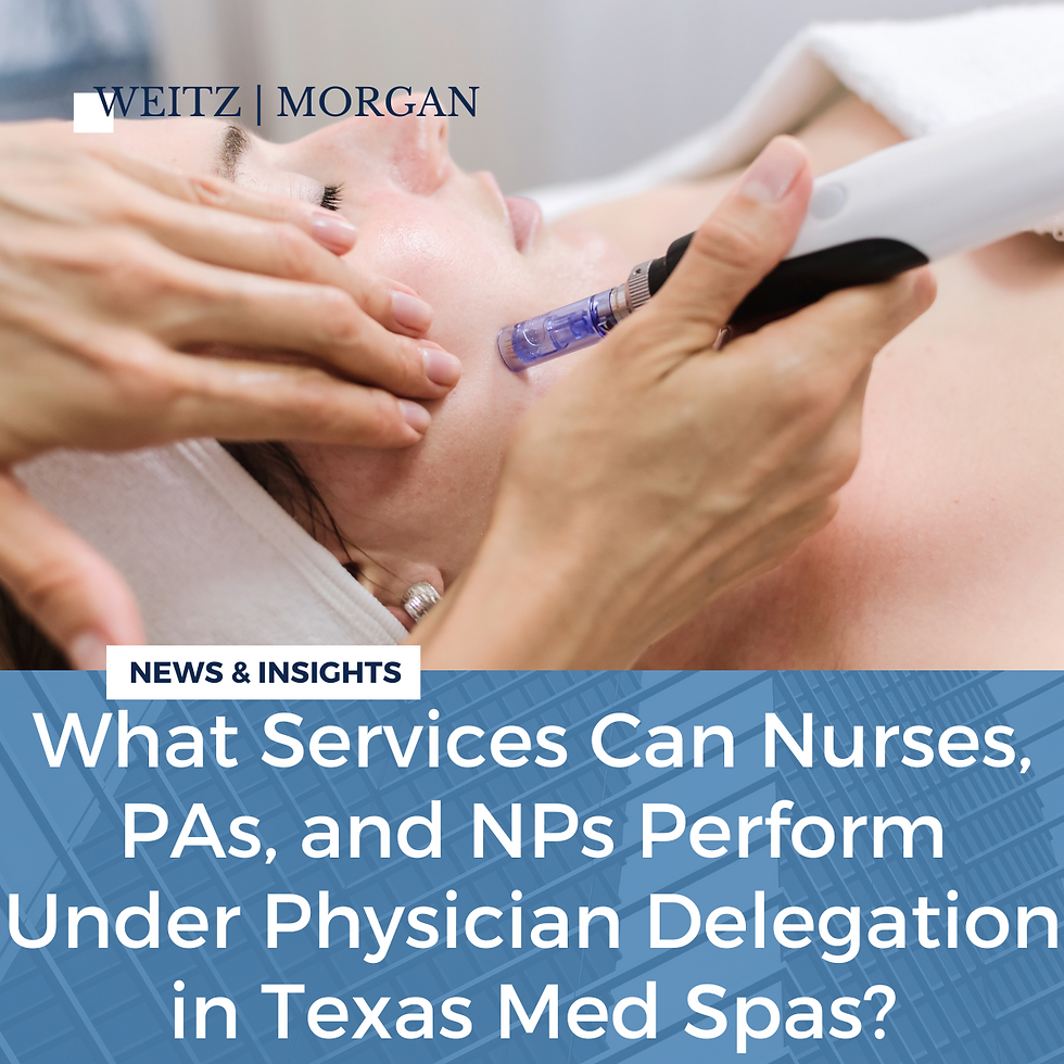 A picture of a woman receiving a laser treatment with the words what services can nurses perform under physician delegation agreements in med spas underneath.