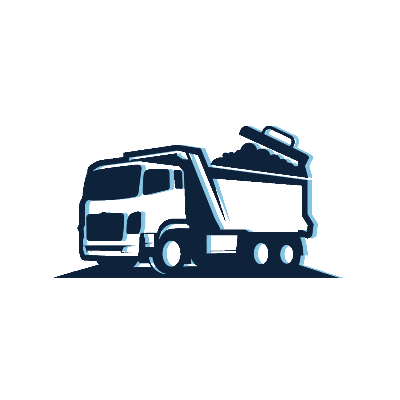 Junk Yetis truck hauling junk illustration, representing Wisconsin junk removal services.