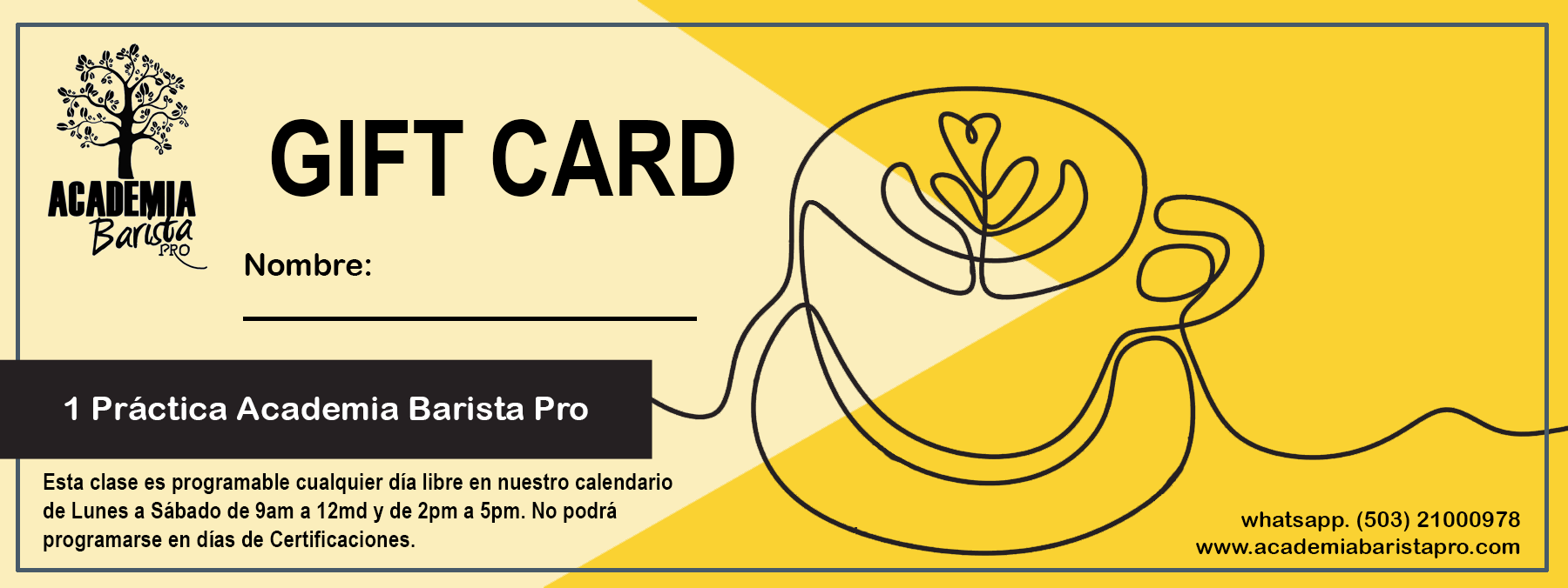 Gift Card Academia Barista Pro
