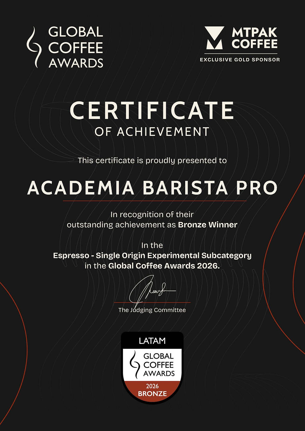 Bronce - Espresso - Origen único Experimental en Subcategoría
