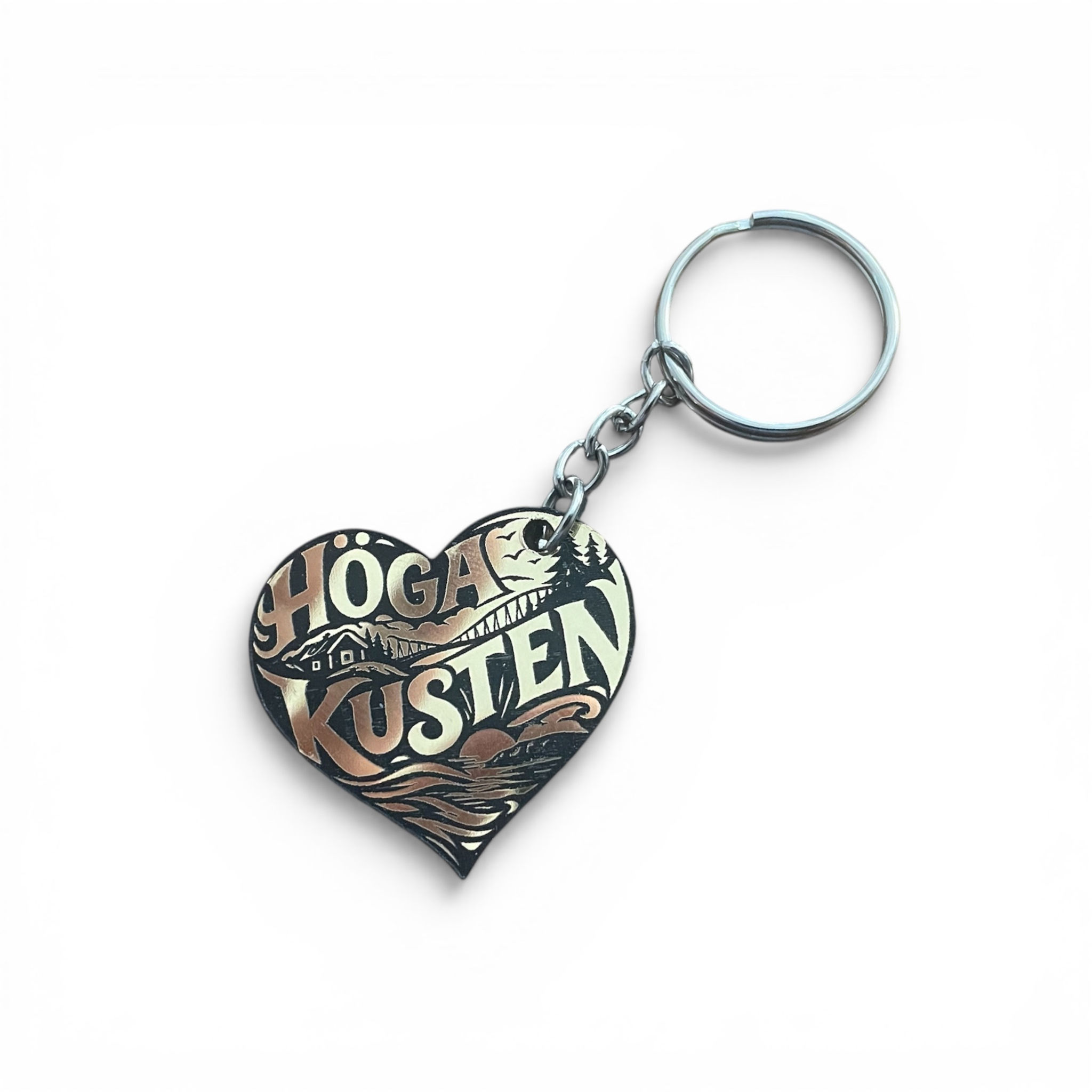 Nyckelring i plastlaminat/guld, "Höga Kusten"