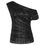 Thumbnail: One Shoulder Sequin Sparkly Blouse Asymmetrical Women Tee Top