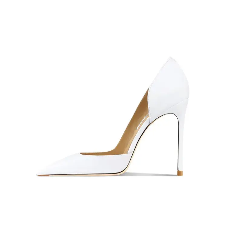 Thumbnail: Women Pointed White Hollow Stiletto High Heels Pumps Shoes