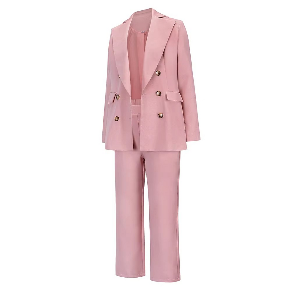 Thumbnail: suit solid color buttons job pockets formal two piece set women sehe fashion