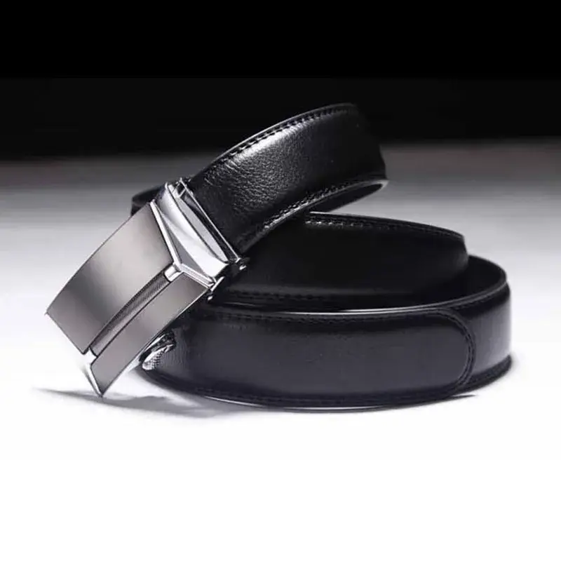 Thumbnail: Automatic Buckle Jeans Belt for Men Cowhide Genuine Leather