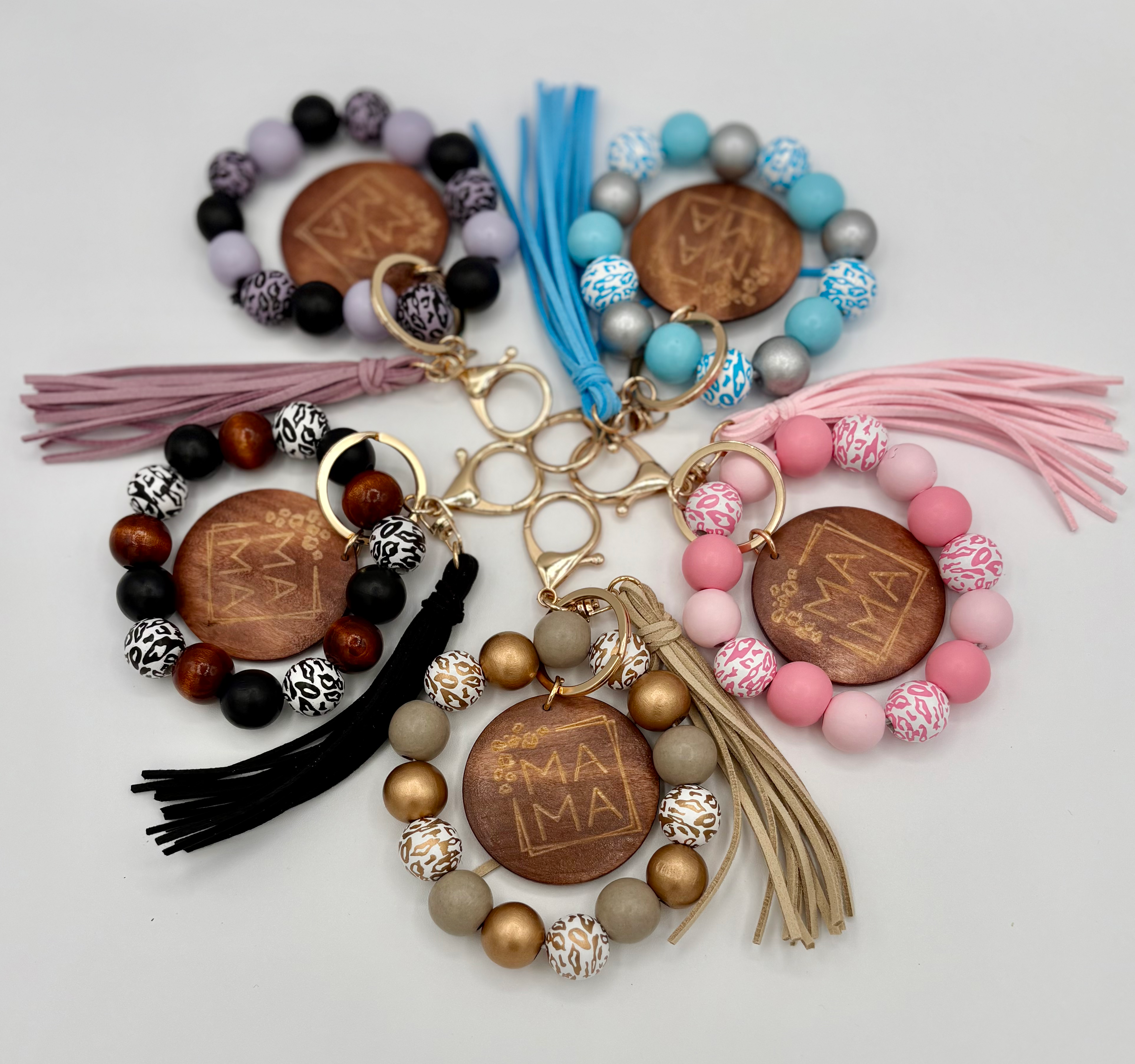 Wooden Bracelet Keychain - Mama
