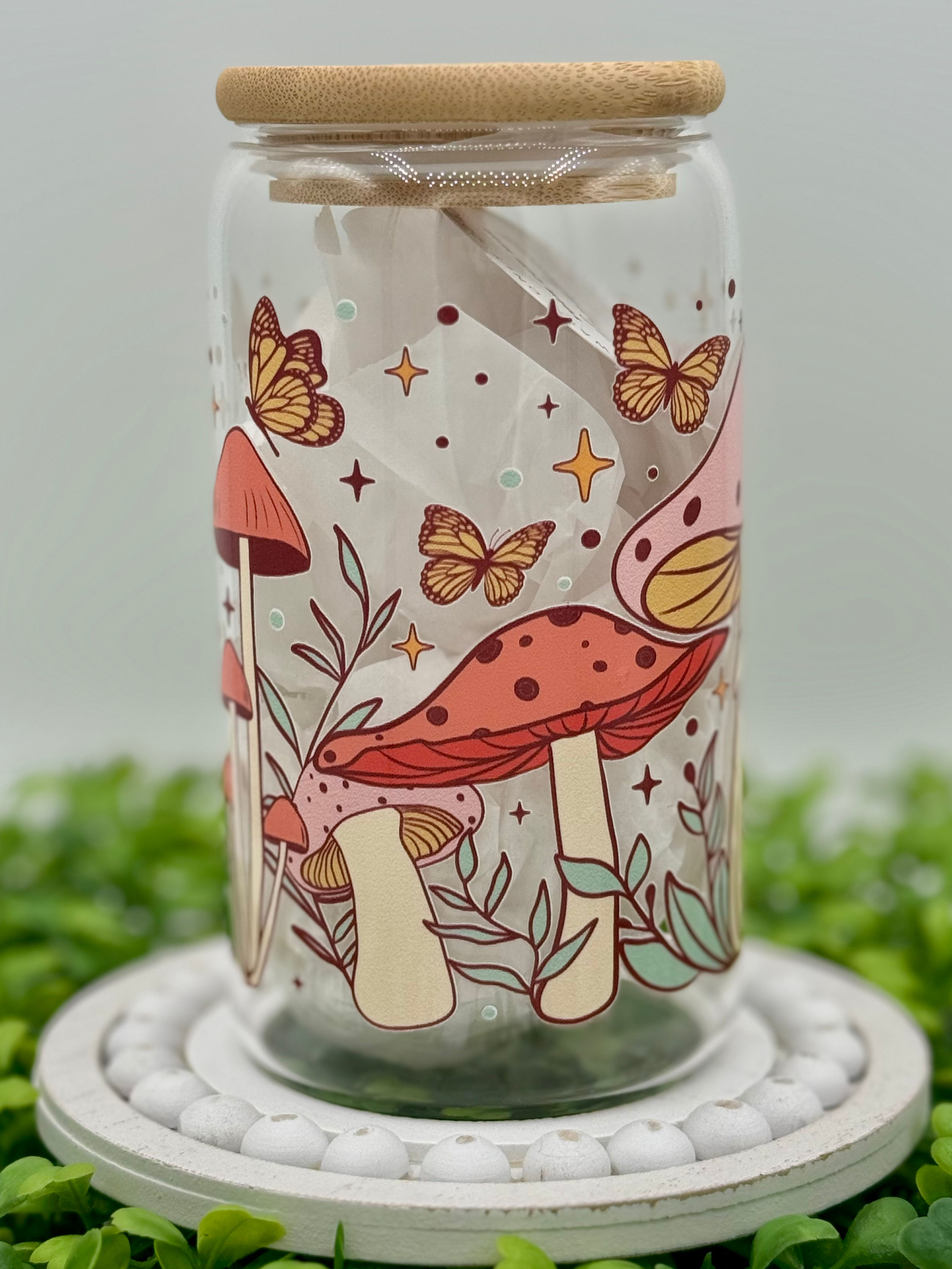 Whimsy in Every Sip – 16 oz Fairy Forest Glass Tumbler