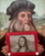 Davinch-a-Sketch Leonardo da Vinci sketches the Mona Lisa on a nature sketch.
