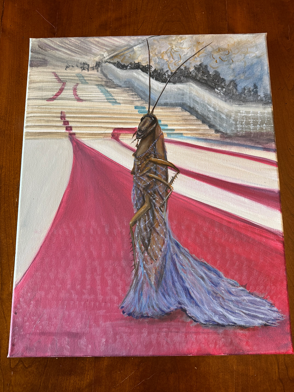 Thumbnail: Cockroach at the Met Gala in a flowing purple gown,  red carpet original