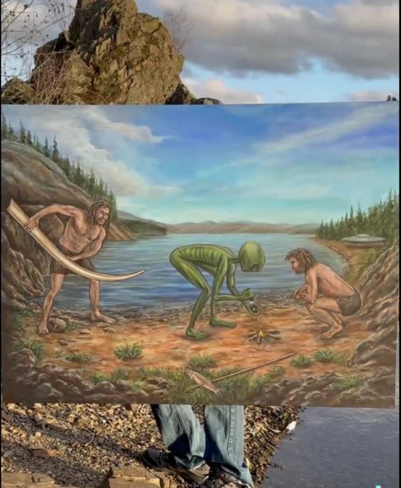 Alien butt  probe origin story. Original painting second larger version.