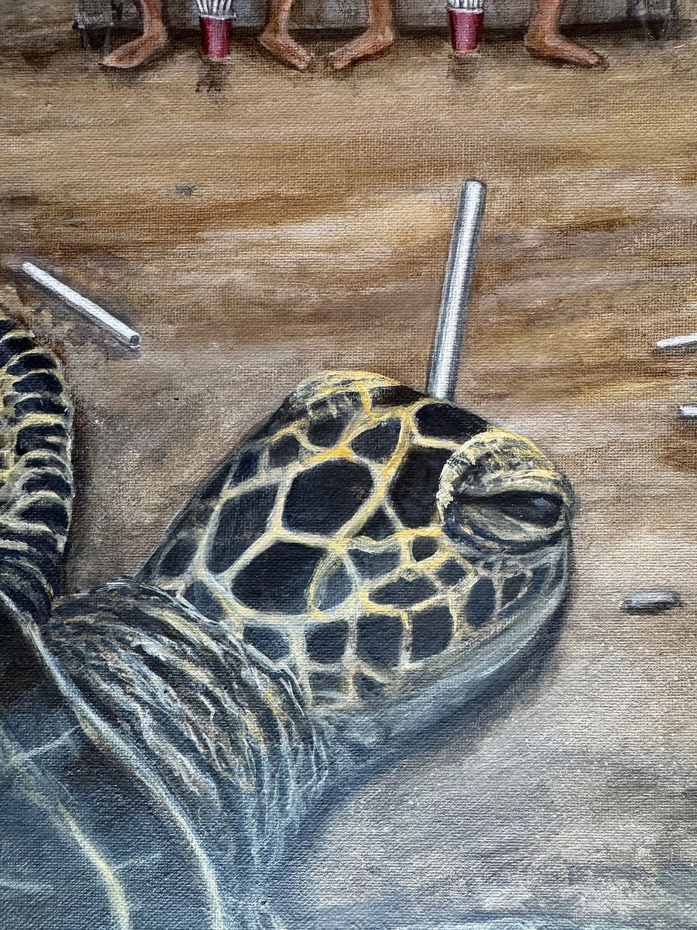 Thumbnail: Turtle with the straw origin story. YouTube guys did it Original painting.