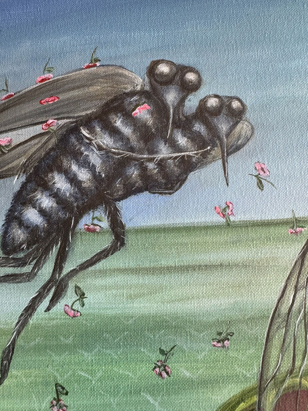 Thumbnail: The birth of Venus flytrap, renaissance housefly original painting  16”x20”. insects