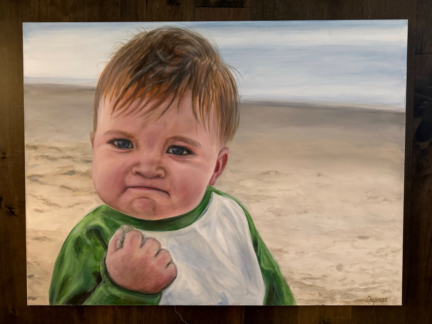 Success kid original acrylic painting classic meme kid with his fist up