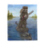 Thumbnail: Raccoon wearing a coonskin cap with a chainsaw riding a crocodile Plush Blanket