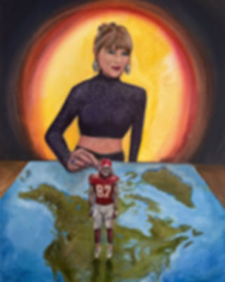 Taylor Swift in purple dress puts chiefs Travis Kelce on the map literally.