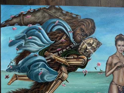 Birth of Venus with princess Leia Chewbacca C3-PO and Han Solo