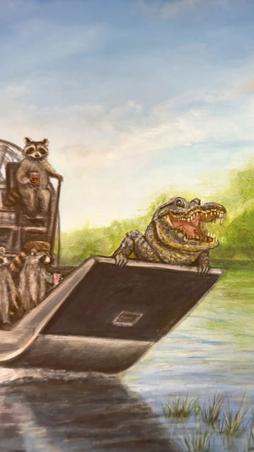 Thumbnail: Raccoons and alligator in an airboat. Kip and Cyrus  through the swamp original 