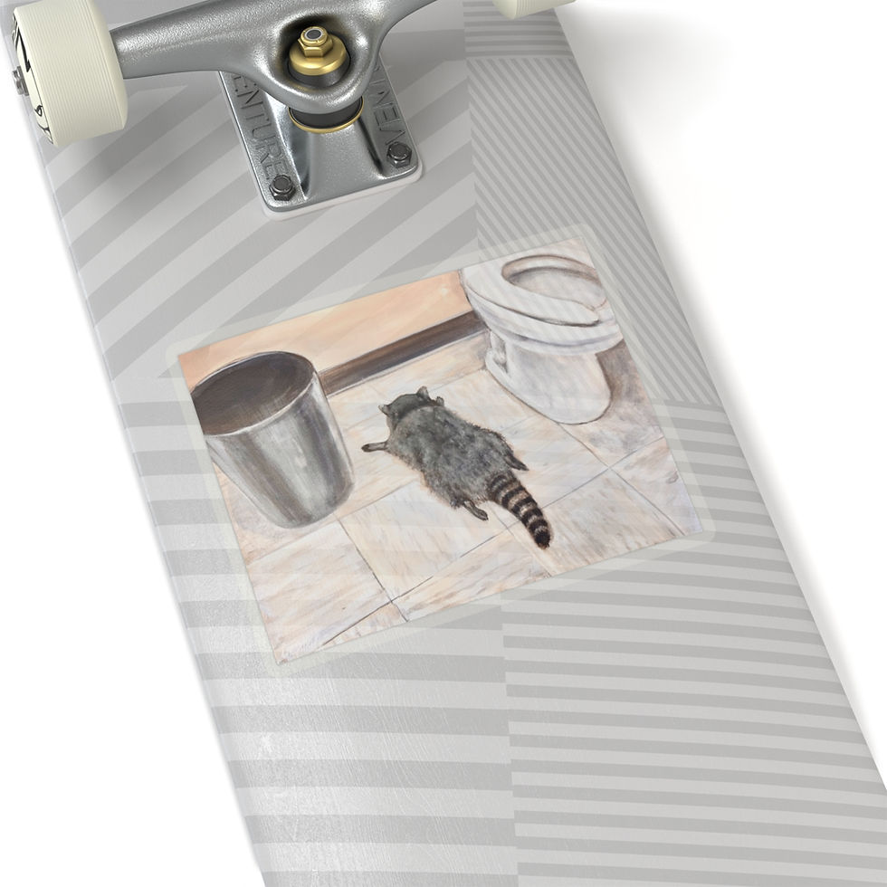 Thumbnail: Drunk raccoon, Cole passed out in bathroom next to toilet. Kiss-Cut Stickers