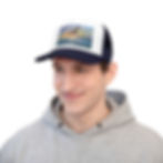 Thumbnail: Sea turtle in cowboy hat, rodeo ride on a dolphin sunset background. Trucker Cap