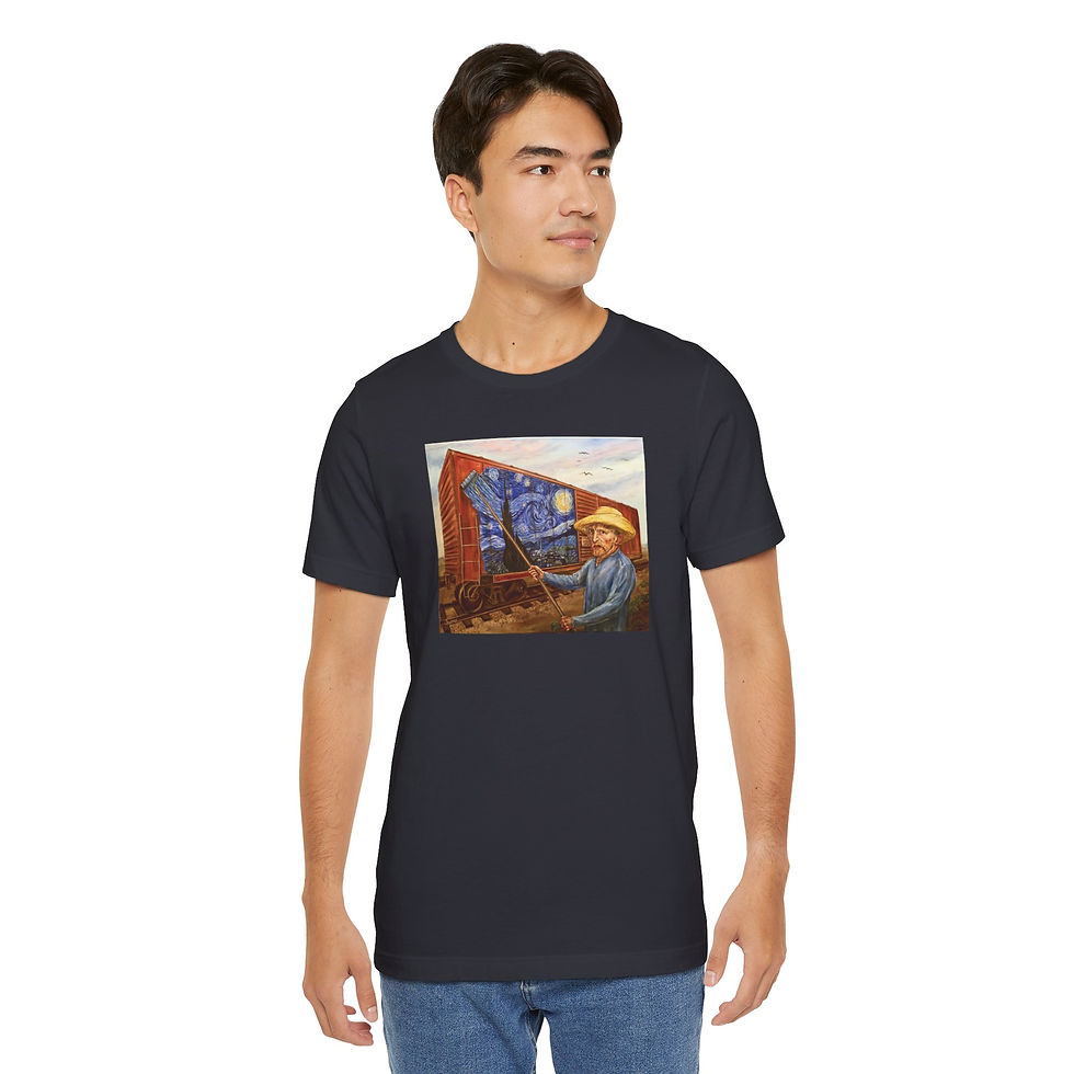 Vandalism. Van Gogh painting on a train car. Short Sleeve Tee. Dark Gray