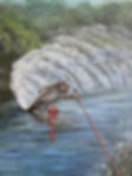 Thumbnail: Raccoon water skiing behind a gator with Gucci belt original painting 16”x20”