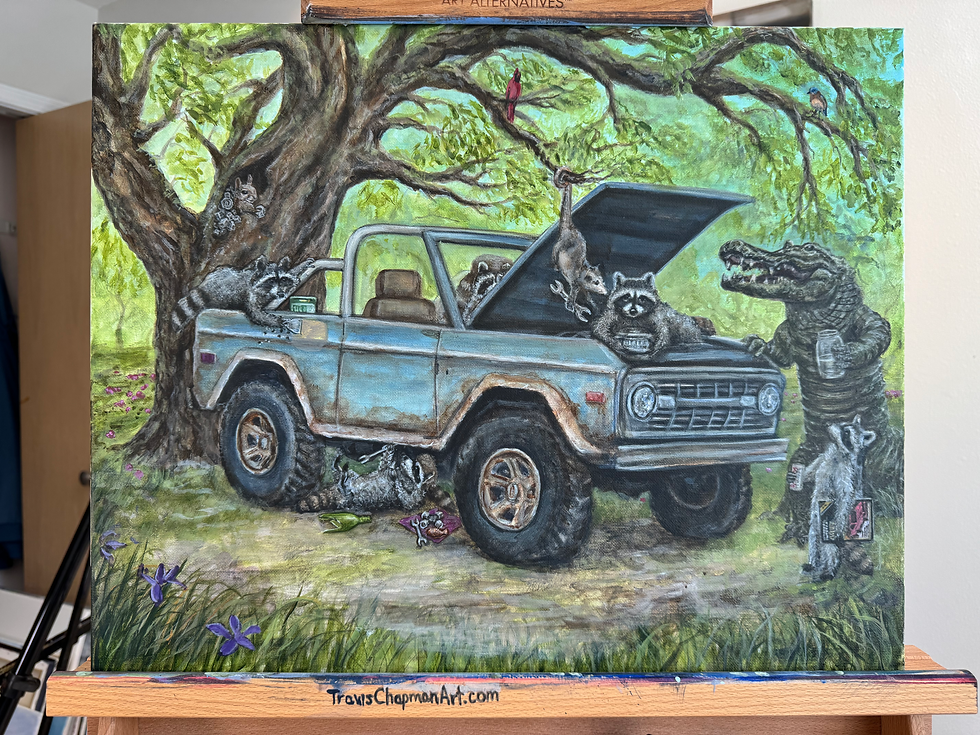 Shade tree mechanics, raccoons, fixing a bronco Kip and the boys gator original