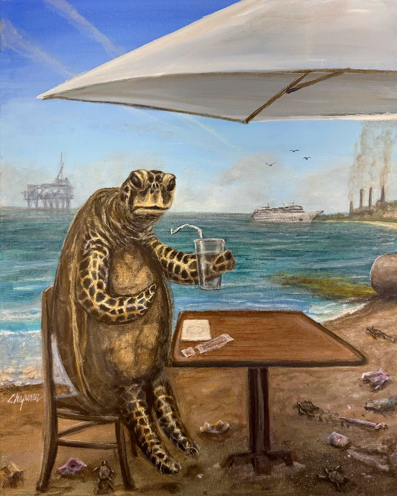 Sea turtle formerly with straw stuck up its nose gets two year chip, clean, and sober