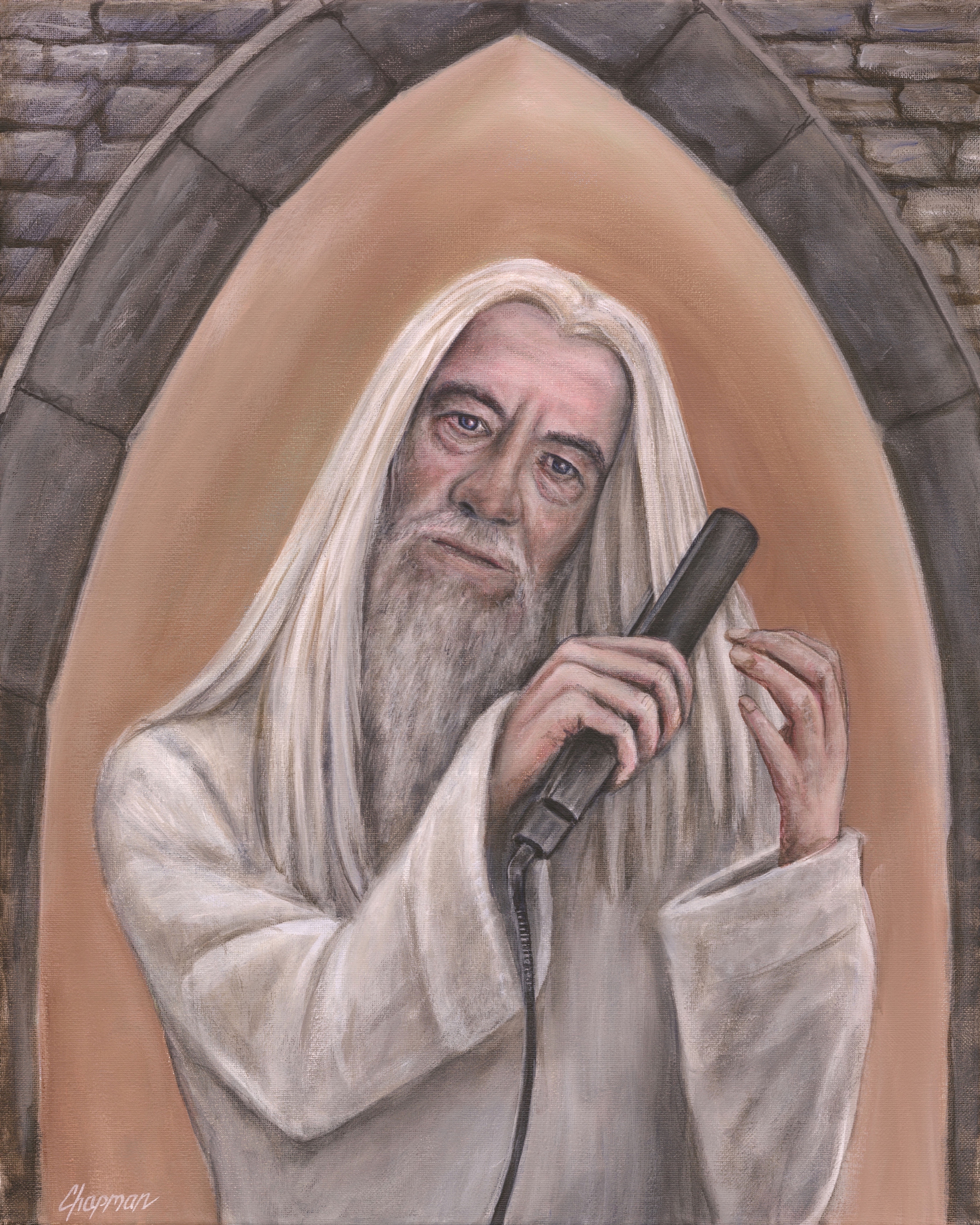 Gandalf straightening his hair. Wizard hair problems