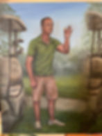 Golf guy loses it takes the shirt off crazy golf guy, original painting
