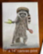 Thumbnail: Raccoon with raccoon hat,  broken bottle and chicken leg. His name is Ricky.