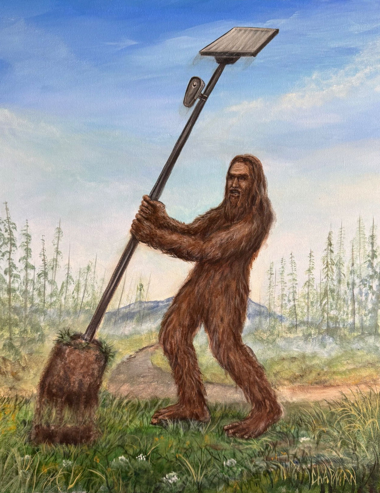 Bigfoot rips flock camera out of the ground in a privacy rage