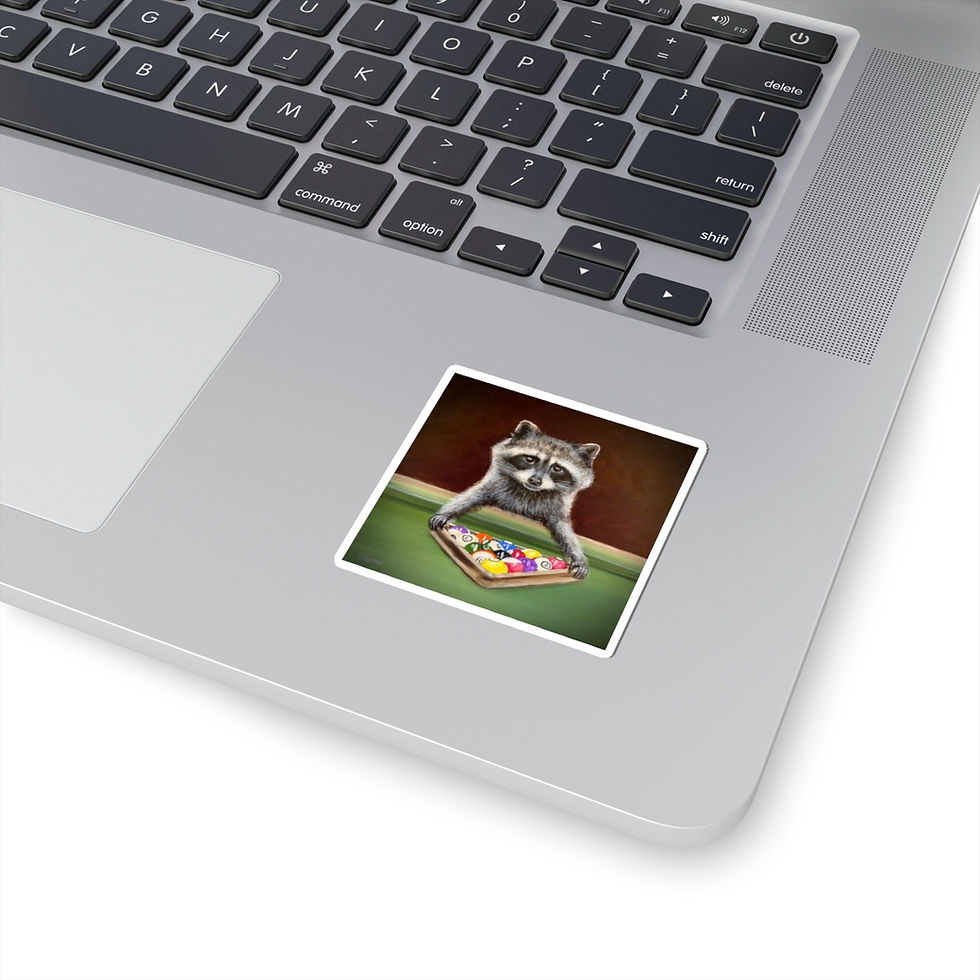 Thumbnail: Raccoon Rack. Raccoon racking billiard balls playing pool. Stickers