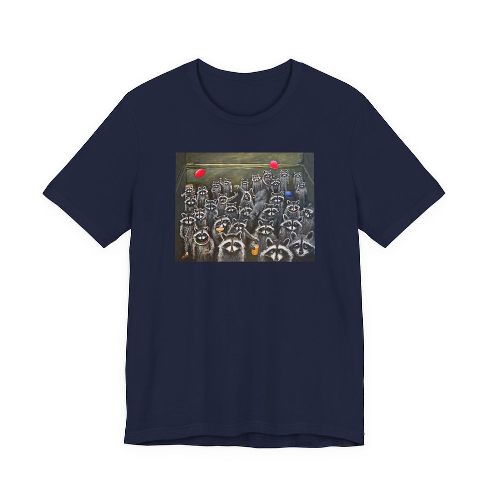 Thumbnail: Dumpster rave, raccoons in a dumpster party. Unisex Jersey Short Sleeve Tee