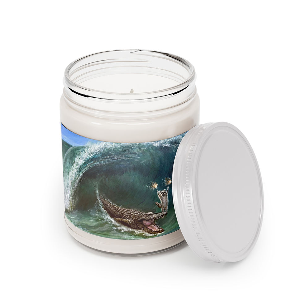 Thumbnail: My wave raccoon surfing on a large alligator sea Croc.Scented Candles, 9oz