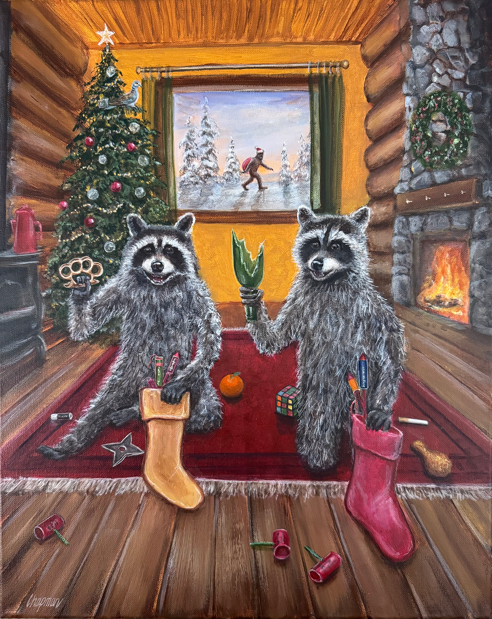 Christmas at Frank’s place Kip and Ricky open stockings from Bigfoot.