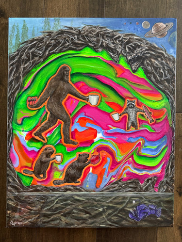 Bigfoot in my beer Sasquatch spotted in beer foam original 12“ x