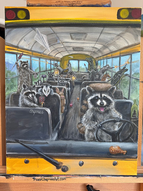 Tennessee bus ride Raccoon school bus Ricky driving with fireworks