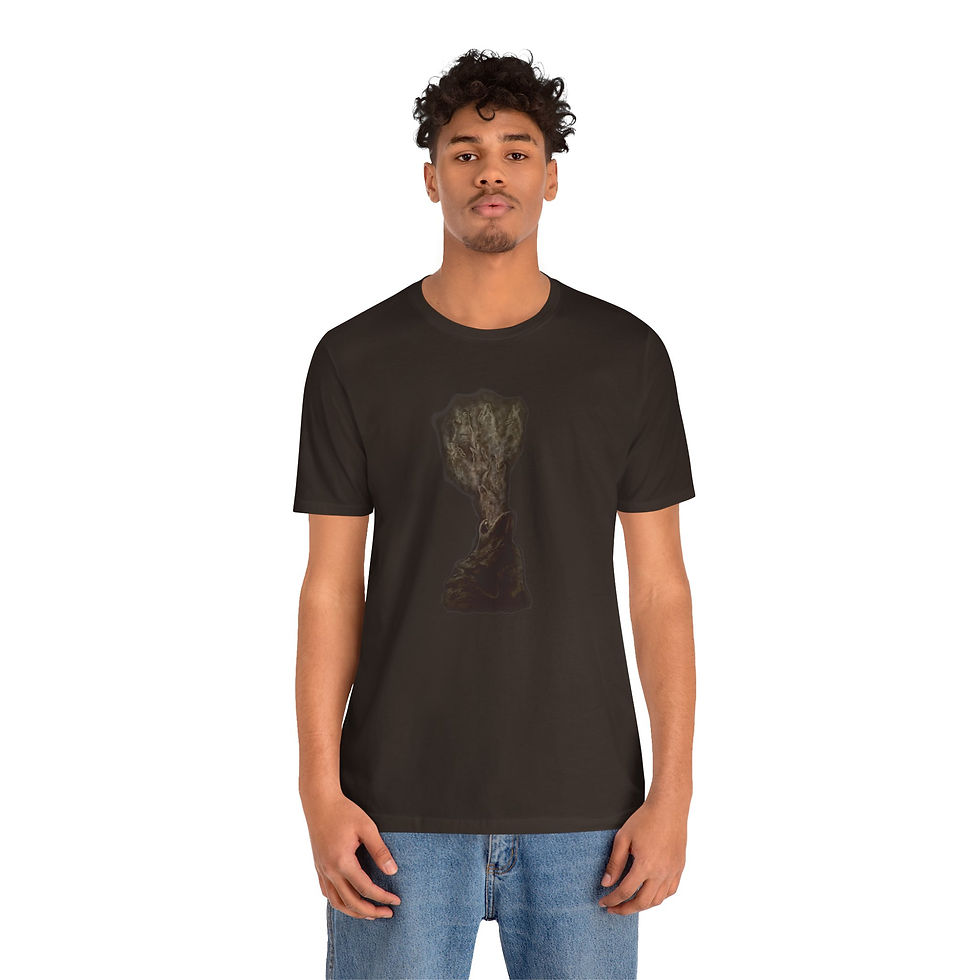 Thumbnail: Wolf howling while It’s breath forms more wolves howling. Short Sleeve Tee. 