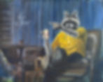 Raccoon Leo DiCaprio meme pointing at the TV beer cigaret yellow shirt.