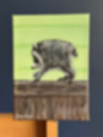 Thumbnail: Jimothy baby cub, walking on a fence 5” x 7 original painting gallery wrapped