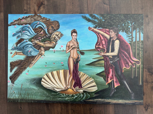 Birth of Venus with princess Leia Chewbacca C3-PO and Han Solo