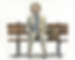 Einstein Forrest Gump sitting on a park bench with a box of chocolates.